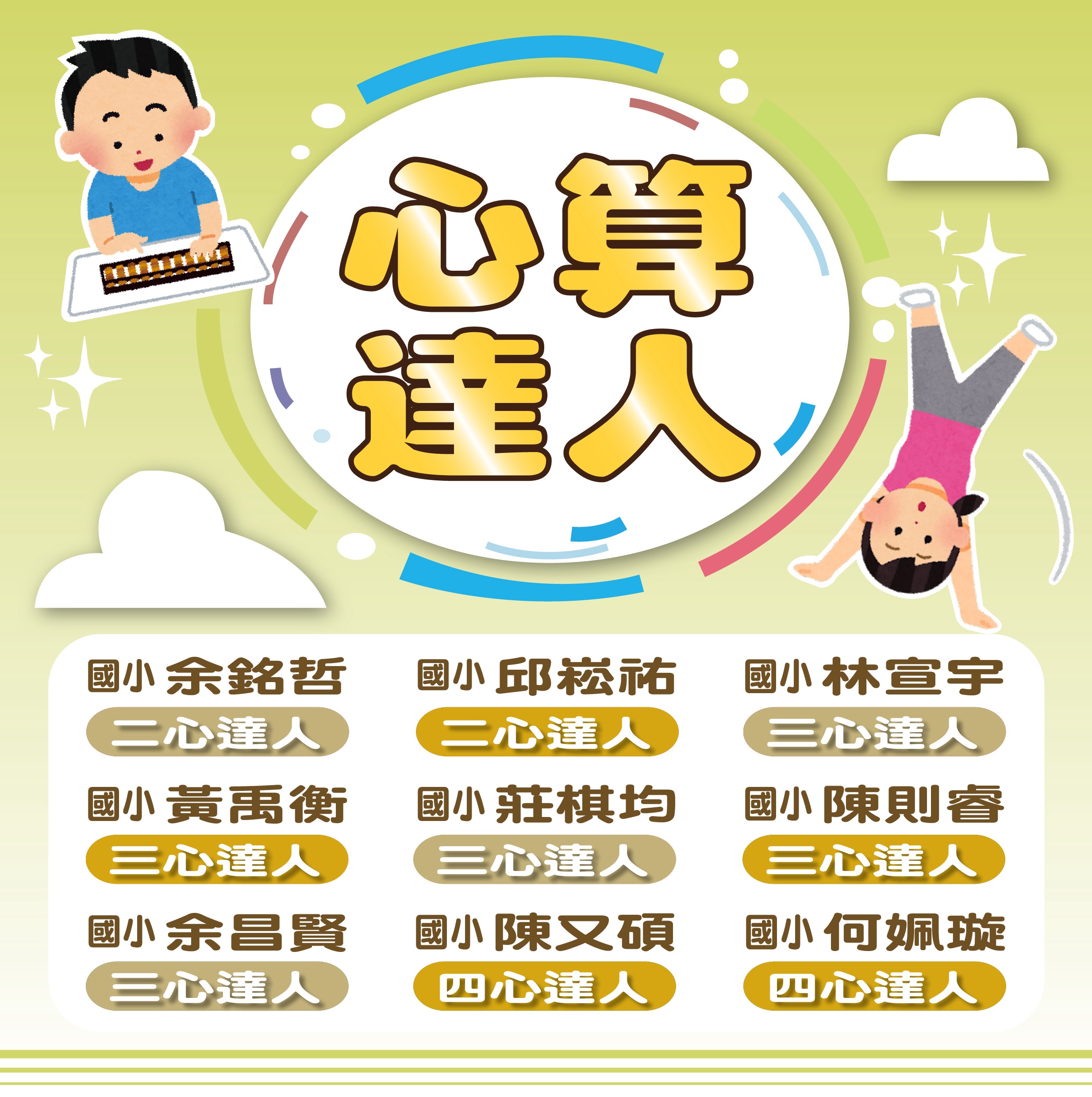愛上心算榮譽榜-達人